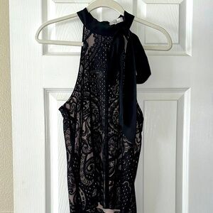 Parker Black Lace Halter Top. Fully lined.